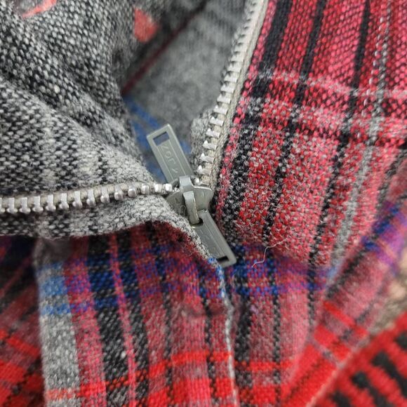 Vintage Wool Plaid Pleated Skirt Sz Small Red Gray Reversible‎ Schoolgirl Preppy - Picture 4 of 6
